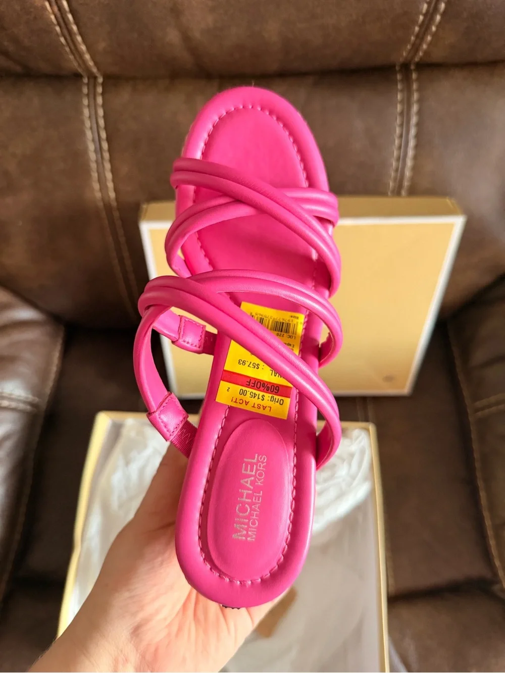 •MICHAEL KORS• “Corinne” Platform Leather Espadrille Sandals - Cerise (Pink)